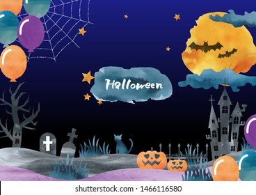 
Happy Halloween Watercolor Vector Background