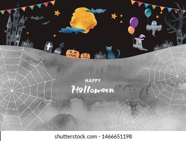 Happy Halloween Watercolor Vector Background