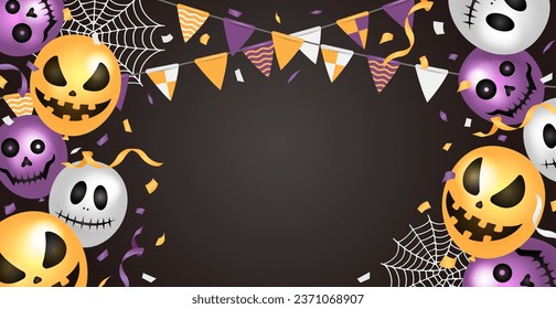 Happy halloween web banner illustration ( balloons motif ) | no text