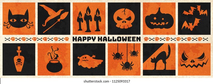 Happy halloween web banner ,Halloween vector symbol object collection. vector halloween illustration, Happy halloween background.