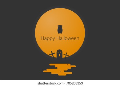 Happy halloween web banner.Minimalism design with dark background