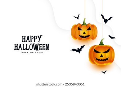 happy halloween white background with hanging pumpkin vector