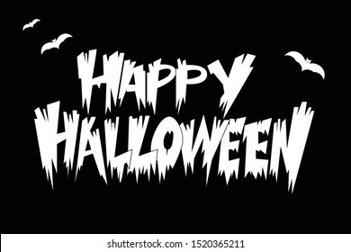 Happy Halloween! White vector isolated illustration with bat on black background