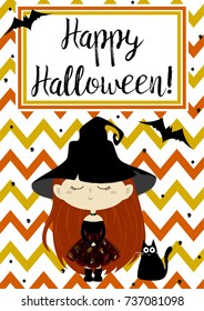 Happy Halloween With Witch And Black cat