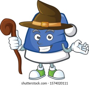 Happy Halloween Witch blue christmas hat cartoon character style