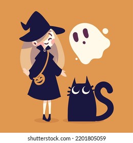 happy halloween witch, card design