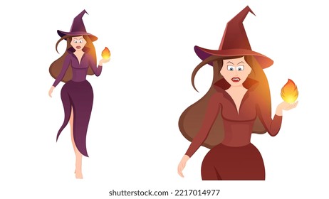 happy halloween, witch character vector illustration on white background. 