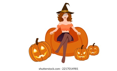happy halloween, witch character vector illustration on white background. 