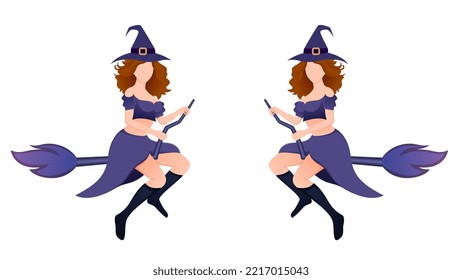 happy halloween, witch character vector illustration on white background. 