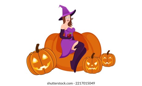 feliz halloween, ilustración vectorial de carácter brujo sobre fondo blanco. 