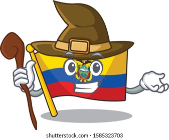 Happy Halloween Witch flag ecuador cartoon character style