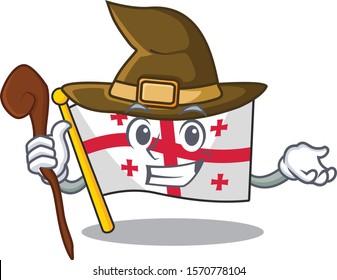 Happy Halloween Witch flag georgia cartoon character style
