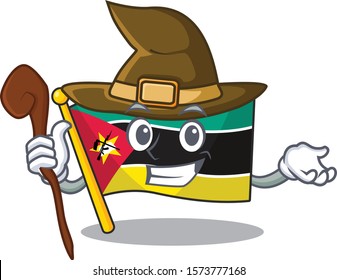 Happy Halloween Witch flag mozambique cartoon character style