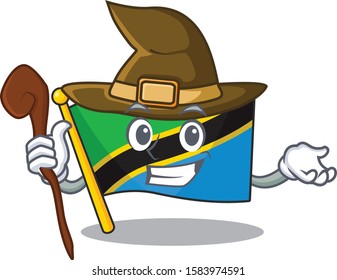 Happy Halloween Witch flag tanzania cartoon character style