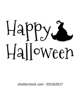 Happy Halloween. Witch Hat. Holiday Greeting Card. Vector Illustration