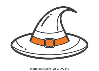 Happy Halloween witch hat line art vector illustration icon