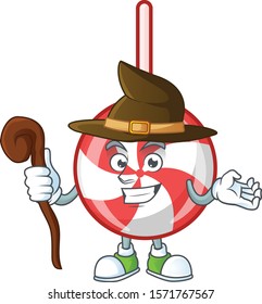 Happy Halloween Witch striped peppermint candy cartoon character style