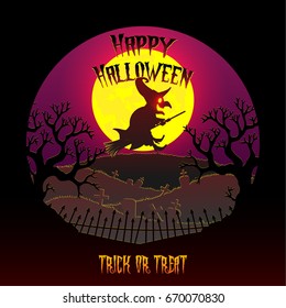 happy halloween with Witch. vector