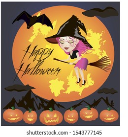 happy halloween witch vector graphic