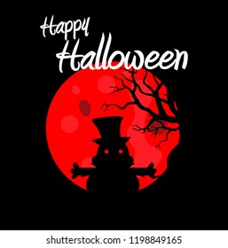 Happy Halloween with witch vector. vector illustrator