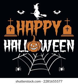 Happy Halloween witches fly boo tshirt design