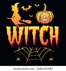 Happy Halloween witches fly boo tshirt design