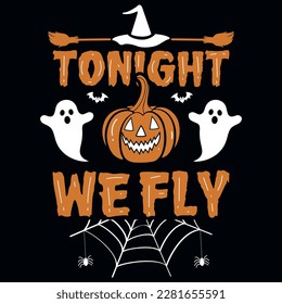 Happy Halloween witches fly boo tshirt design