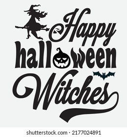 Happy Halloween Witches Svg Tshirt Design Stock Vector (Royalty Free