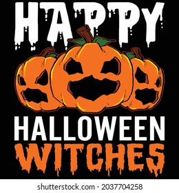 Happy Halloween Witches T Shirt Design 