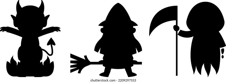 
Happy Halloween witches, wizards vector silhouette's