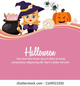 happy halloween wizard cartoon pumpkin skull