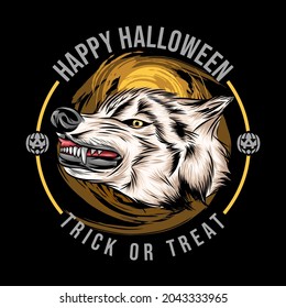 happy halloween the wolf head design vector