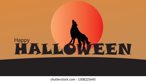Happy Halloween, wolf howl at night