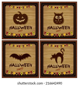 Happy Halloween with wood texture