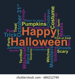 Happy Halloween word cloud, vector