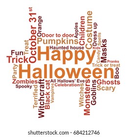 Happy Halloween word cloud, vector