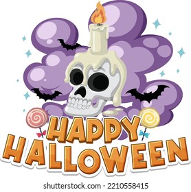Happy Halloween word and skull candle illustration