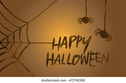 Happy Halloween wording with spider for poster , card and banner design in vector illustration format