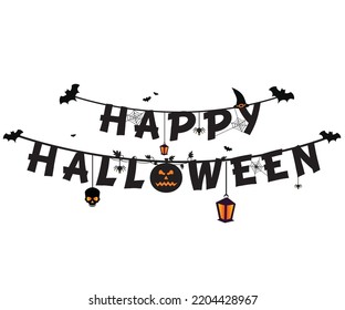 Happy Halloween Writing Banner Vector Illustration