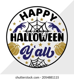 Happy Halloween Y'all, Holiday Printable Vector Illustration