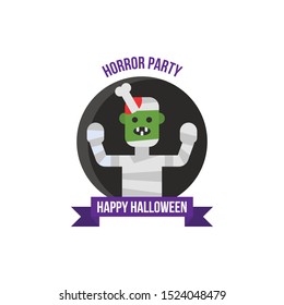 Happy Halloween, Zombie banner vector illustration