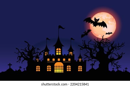 Happy Halloween, Zombie hands and Bats, Holiday lettering for banner, Vector illustration.