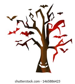 Happy Halloween. Zombie hands and the moon. Vector