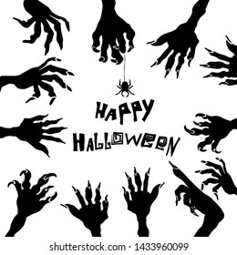 Happy Halloween. Zombie hands. Vector illustration

