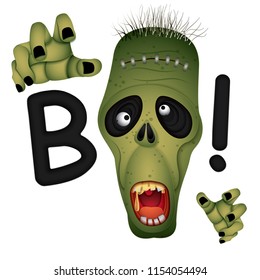 Happy Halloween Zombie monster eyes,paper cut style,EPS 10.