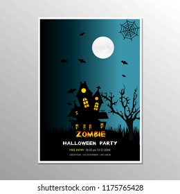 Happy Halloween Zombie party invitation card design vector 