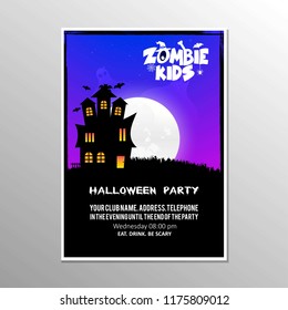 Happy Halloween Zombie party invitation card design vector 