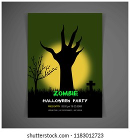 Happy Halloween Zombie party invitation card design vector 