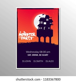 Happy Halloween Zombie party invitation card design vector 