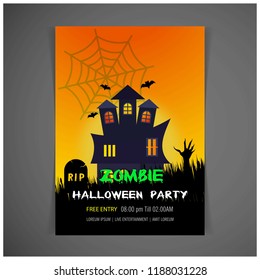 Happy Halloween Zombie party invitation card design vector 
